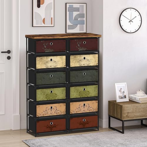 VASICAR 6 Drawers Storage Organizer Cabinet, Decorative Storage Chest, Small Dresser, Stand Nightstand for Bedroom, Living Room, Closet, Entryway, Hallway, Nursery, Dorm - size: 12.6"D x 16.5"W x 48.8"H (6 Drawers)
