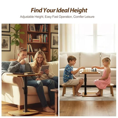 Couch Tray Table Adjustable Height/360 Swivel TV End Desk Sofa Armrest Side C Shaped Tables for Bed Stand Recliner Bedside Small Spaces, Living Room Bedroom, Portable Dining Desk for Coffee Eating