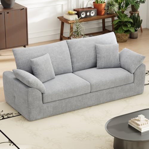 MALOL 89.8" Cloud Boneless Sofa, Loveseat Couches with 4 Pillows, Modern Living Room 2 Seater Sofa for Small Space, Apartment, No Assembly, Light Grey - color: New Grey, size: 89.8"
