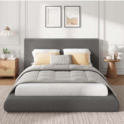 Garvee Cloud Bed Frame Full Size with Upholstered Headboard | Modern Cloud Platform Bed Full, No Box Spring Needed, Easy Assembly, Soft Plush Fabric, Noise-free, Dark Grey - color: Dark Gray, size: Full