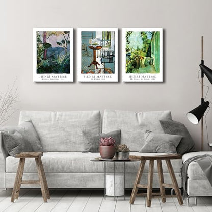 Wieco Art Canvas Wall Art Set of 3 Henri Matisse Aesthetic Posters The Terrace, St.Tropez The Window Moroccan Landscape Matisse Prints Posters for Home Decorations - size: 12x16inchx3pcs(30x40cmx3pcs)