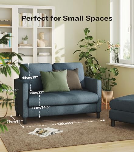 Welzona Loveseat, 51" Small Couch, Teddy Love Seat, Small Loveseat Sofa | Comfy Teddy Fabric, Tool-free Setup, Washable Covers, All-wood Small Sofa Couch for Living Room, Bedroom, Blue Grey - color: Blue Grey, size: loveseat