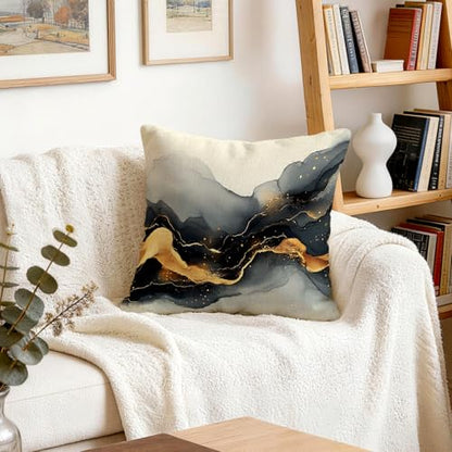 Black Gold Pillow Covers 20x20 Set of 4 Black Marble Home Cushion Cover | Home Family Pillow Cover for Sofa Couch Living Room - color: Marble-style 10, size: 20" x 20" (Pack of 4)