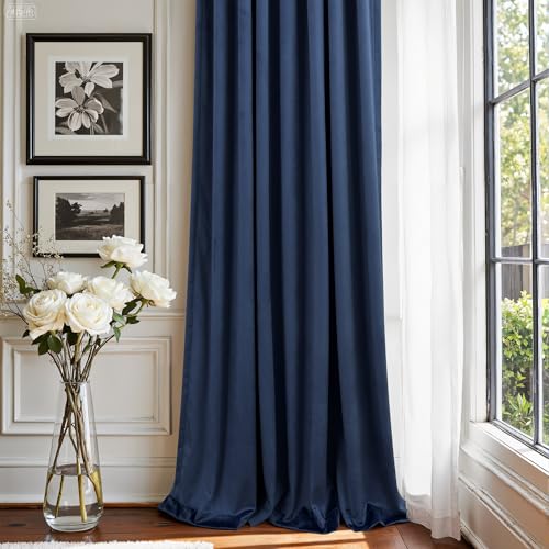 Navy Blue Velvet Curtains 72 Inch Long 2 Panels Moody Vira Thermal Insulated Room Darkening Window Shades Soundproof Dark Out Curtain for Living Room Dining Office Kids Children Boys Bedroom 72 Length - color: Navy Blue, size: 52"W x 72"L (Pack of 2)