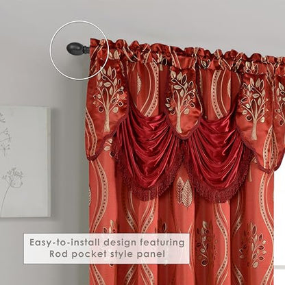 Elegant Comfort Luxurious Beautiful Curtain Panel Set with Attached Valance and Backing 54" X 84 inch (Set of 2), Burgundy (Pack of 12) - color: Burgundy, size: 54"W x 84"L (Pack of 24)