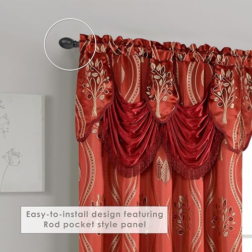 Elegant Comfort Luxurious Beautiful Curtain Panel Set with Attached Valance and Backing 54" X 84 inch (Set of 2), Burgundy - color: Burgundy, size: 84"L x 54"W