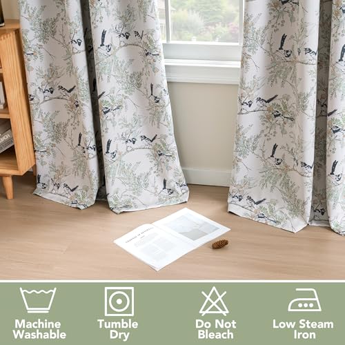 H.VERSAILTEX 꽃무늬 100% 암막 빈티지 커튼 243.8cm(96인치) 길이 패널 2개 세트 프린트 패턴 커튼 드레이프 단열 햇빛 차단 커튼 침실 거실용, 페일 아쿠아/블랙 - color: 페일 아쿠아/블랙, size: 52"W x 96"L (Pack of 2)