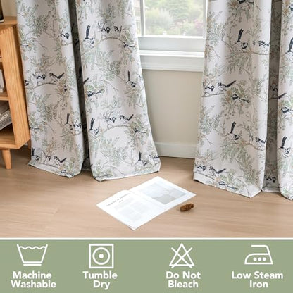H.VERSAILTEX 꽃무늬 100% 암막 빈티지 커튼 243.8cm(96인치) 길이 패널 2개 세트 프린트 패턴 커튼 드레이프 단열 햇빛 차단 커튼 침실 거실용, 페일 아쿠아/블랙 - color: 페일 아쿠아/블랙, size: 52"W x 96"L (Pack of 2)