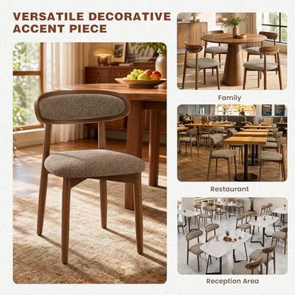 Wooden Dining Chairs Set of 2, Modern Fabric Upholstered Dining Room Chair, Kitchen Side Chairs, Farmhouse Dinner Chair with Curved Back for Kitchen, Camel - color: Camel, size: Set of 2