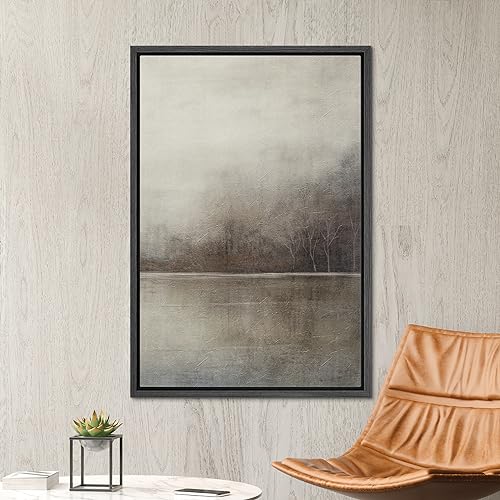 SIGNWIN Framed Canvas Print Wall Art Grey Tan Pastel Watercolor Grunge Landscape Abstract Shapes Illustrations Decorative Relax/Calm Zen for Living Room, Bedroom, Office - 16"x24" Black - color: A23-2309-irs09, size: 24"L x 16"W