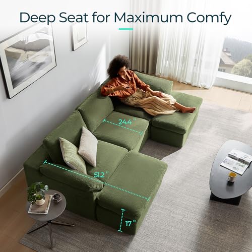LINSY HOME 79" Modular Couch Modern Cloud Couch, 2 Seater Loveseat Sofa with Double Layer Cushions, Small Couch for Bedroom, Apartment, No Assembly Required, Green - color: Green, size: Loveseat