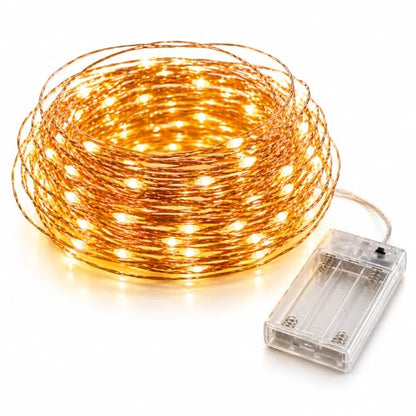 Christmas Hook™ 150 LED Fairy Lights, 50FT Warm White Copper Wire Lights, Battery Operated Fairy String Lights with Timer (6Hr/18Hr), Indoor Outdoor Fairy Lights for Room, Wedding, Mason Jar Decor