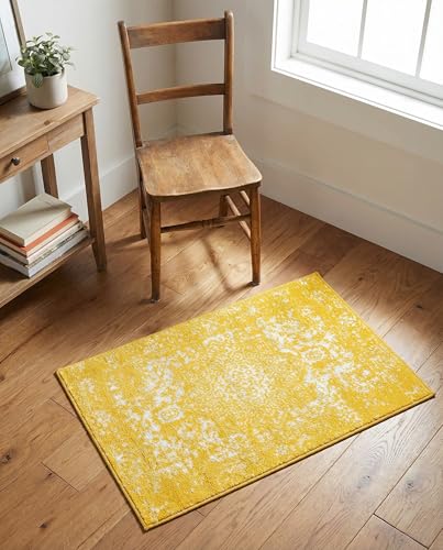 Rugs.com - Arlington Rug – 2' x 3' 1 Yellow Coastal Rug – Ideal for Entryways, Kitchens, and Bathrooms - color: Yellow, size: 2' x 3' (Rectangular)