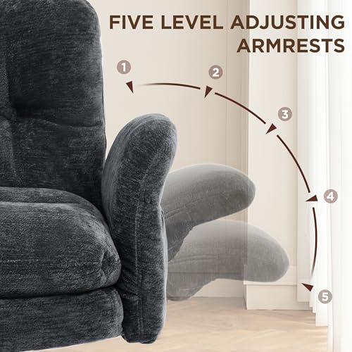 FiveWillowise Cross Legged Office Chair with Flip-up Arms&Low Back,Blue | Criss Cross Chair With Thicken Wide Seat,Lounge Makeup Vanity Chairs with Side Pockets,Comfy Home Office Desk Chair,Chenille - color: Blue