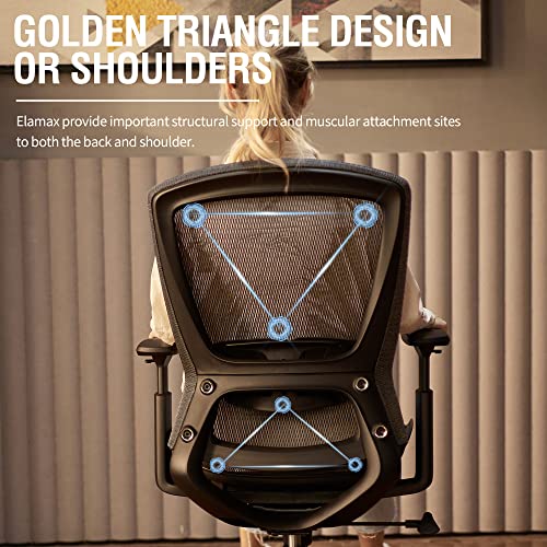 T96 Mesh Office Chair,Ergonomic Computer Desk Chair,Sturdy Task Chair- Adjustable Lumbar Support & Armrests,Tilt Function,Comfort Wide Seat,Swivel Home Office Chair - color: Charcoal
