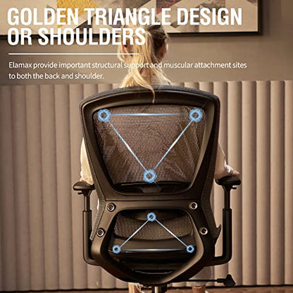 T96 Mesh Office Chair,Ergonomic Computer Desk Chair,Sturdy Task Chair- Adjustable Lumbar Support & Armrests,Tilt Function,Comfort Wide Seat,Swivel Home Office Chair - color: Charcoal