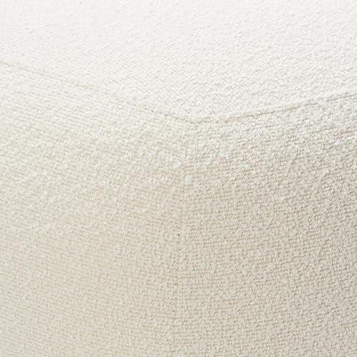 KINWELL Round Boucle Upholstered Ottoman Chair Padded Seat Footstool, Beige | Easy Assembled Modern Soft Sofa Couch Loveseat Chair Footrest, Extra Seating for Bedroom Entryway, 18.5" D x 23" W x 16.5" H - color: Beige