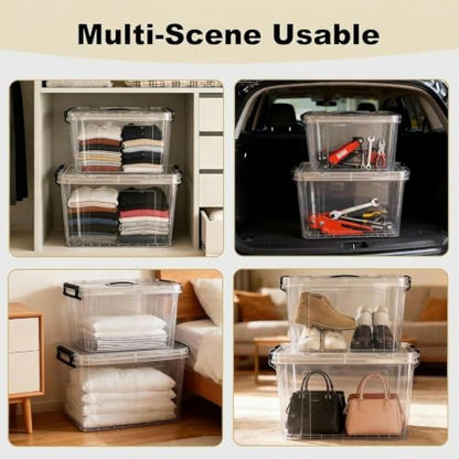 40 Pack 90 QT Plastic Storage Bins with Lids | Clear Stackable Bins with Secure Latches and Handles Heavy-Duty Storage Containers For Home Office and Garage Organization - size: 40×90Qt