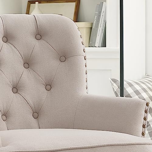 Rosevara Ember Accent Chairs,Mid Century Modern Armchair for Living Room with Ottoman Comfy Seat,Tub Sofa for Bedroom Reading Room, Pearl Beige Velvet - color: Pearl Beige Velvet