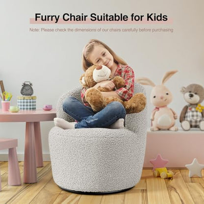 FiveWillowise Swivel Accent Chair, 360° Small Round Barrel Chairs, Modern Cozy Sherpa Padded Armchair for Living Room, Bedroom, Waiting Room, Office, Light Grey - color: Light Grey, size: 1 PC
