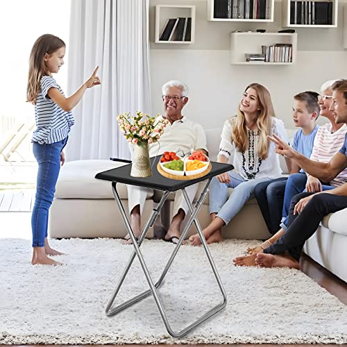 Folding TV Tray Table,TV Dinner Table with Sturdy MDF Top,Eating Trays for Living Room with No Assembly Required, 15 x 18.9 x 26 in(Black,1PC) - color: Black, size: 1pc