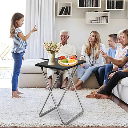 Folding TV Tray Table,TV Dinner Table with Sturdy MDF Top,Eating Trays for Living Room with No Assembly Required, 15 x 18.9 x 26 in(Black,1PC) - color: Black, size: 1pc