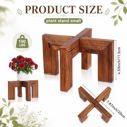 Tandefio 5 Pack Fall Wood Plant Stand Indoor Outdoor Plant Holder Modern Sturdy Planter Stands, Single Flower Pot Holder , Fit 5-9 Inch Variety Pot, Easily Assemble, Retro Brown (8 x 4.5 Inches) - size: 7.87 x 4.53 Inches