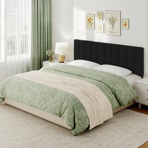 King Size Headboard Only, Height Adjustable Linen, Black - color: Linen-black, size: King/California King