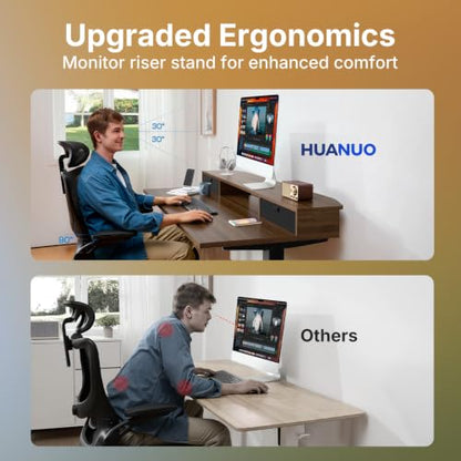 HUANUO 47.2" X 23.6" Electric Standing Desk with 2 Drawers, C-Clamp Mount Compatible, Height Adjustable Computer Desk, Home Office Stand Up Desk with 4 Preset Heights & 2 Hooks, Walnut - color: Walnut, size: 47.2" X 23.6"