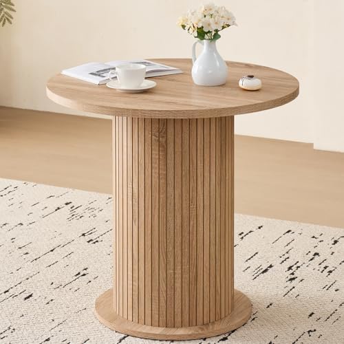 31.5" Round Dining Table for 2, Modern Small Pedestal Kitchen Table, Space Saving, for Apartment Dining Living Room - color: Mini Natural 31.5