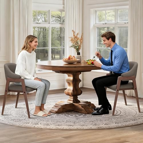 MALOL Wooden Dining Chairs Set of 2, Modern Fabric Upholstered Dining Room Chair, Kitchen Side Chairs, Farmhouse Dinner Chair with Curved Open Back for Kitchen, Camel - color: Camel, size: Set of 2