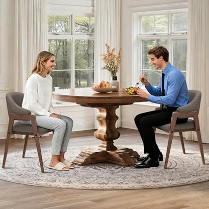 MALOL Wooden Dining Chairs Set of 2, Modern Fabric Upholstered Dining Room Chair, Kitchen Side Chairs, Farmhouse Dinner Chair with Curved Open Back for Kitchen, Camel - color: Camel, size: Set of 2
