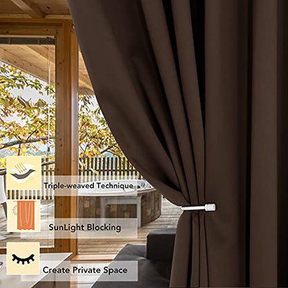 BONZER Room Divider Curtain Total Privacy Wall Screen Partitions | Grommet Wide Noise Reducing Blackout Curtains for Living Room, Bedroom, 84L x 70W Inch (7L x 5.8W ft), 1 Panel, Chocolate - color: Chocolate, size: 70"W x 84"L (Pack of 1)