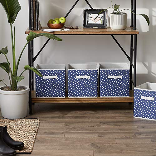 DII Woven Polyester Storage Bin, Polka Dot, French Blue, Small Set of 4 - color: French Blue & White, size: Small Set of 4, 11x11x11" Cube