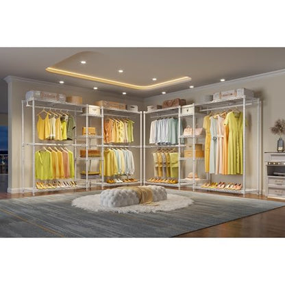 VIPEK X3 Expandable Heavy Duty Clothes Rack Closet Organizer System White | Large Freestanding Clothing Racks with Adjustable Shelves and Hanger Rods from 5'2" to 8', Reach-in & Walk-in Closet, 1210LBS - color: White, size: X3