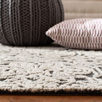 SAFAVIEH Trace Collection 4' Round Dark Grey/Light Grey TRC101A Handmade Premium Wool Entryway Foyer Living Room Bedroom Kitchen Area Rug - color: Dark Grey/Light Grey, size: 4' (Round)