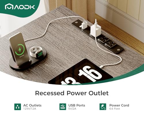 AODK 66" L Shaped Desk, 113" Computer Desk for Home Office and Gaming | Desk with File Cabinet & 4 Fabric Drawers, Monitor Shelf & Power Outlet, Two Person Desk, Gaming Table with LED Light, Grey - color: Grey