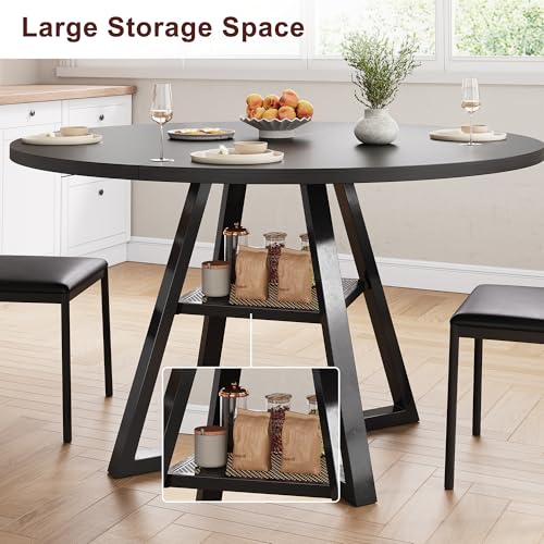 Jocoevol Round Dining Table for 4,Kitchen Dining Room Circle Dinner Pedestal Table,Space Saving Wood Kitchen & Dining Room Furniture (Black, 42In) - color: Black, size: 42In
