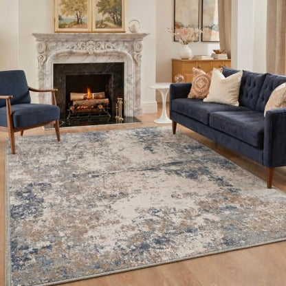 BEIMO 5X7 Modern Abstract Area Rug, Washable Non Slip Soft Living Room Rug | Artistic Rug in Dusty Beige, Soft Faux Wool Rug for Bedroom and Dining Room, Non-Shedding, Easy Care, Lightweight, Low Pile - color: Dusty Beige-4, size: 5' x 7' (Rectangular)