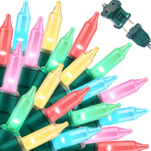 100 Ct. Multi-Color Christmas Tree Lights with Green Wire - 20Ft Mardi Gras Lights for Indoor and Outdoor Use - Multicolor Twinkle Christmas Tree Decoration with End Connectors - color: MultiColor-Green Wire