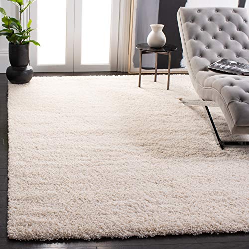 SAFAVIEH California Shag Collection Area Rug - 5'3" Square, Ivory, Non-Shedding & Easy to Clean, Ultra Plush Thick Pile, Ideal for Living Room, Bedroom, Dining Space (SG151-1212) - color: Ivory, size: 5'3" x 5'3" (Square)