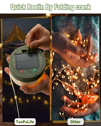 Solar Camping String Lights, 32.8 FT Fairy String Light, 4 in 1 Portable Waterproof Camp LED Lamp with 8 Lighting Modes, Hanging Rechargeable Tent Lantern for Outdoor Garden Patio Party Essentials - size: 32.8 FT