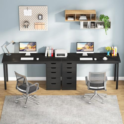 Tribesigns Computer Desk with 5 Drawers, 47 inches Rustic Brown Home Office Desk with Storage, Modern Simple Laptop Desk Study Writing Table for Small Spaces (1, Black) - color: Black