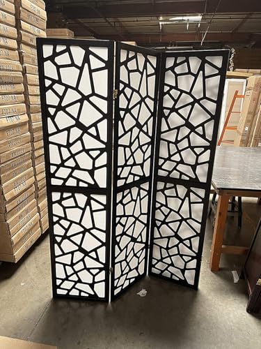 Mosaic Breeze Room Divider, 3-8 Panel (Black, 3 Panel) - color: Black, size: 3 Panel