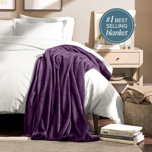 Bare Home Fleece Blanket Luxury Microplush (Full/Queen, Plum) | Ultra-Soft Lightweight Blanket for Bed, Sofa, and Couch, Cozy & Warm Blanket - color: 16 - Plum, size: Full/Queen