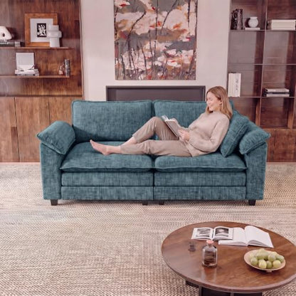 JUMMICO 79" Loveseat Sofa, Cloud Couch, Deep Seat, Dark Blue | Comfy Chenille, Double Layer Cushion, Wide Armrest, High-Density Foam, 2 Seat Couch for Living Room Apartment, Small Spaces - color: Dark Blue, size: Loveseat Sofa