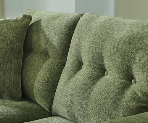 Signature Design by Ashley Bixler Loveseat Sofa, Green Small Couch | Fully assembled, 57 in W small couch, Olive green chenille upholstery, Anti-sag platform foundation - color: Green