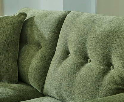 Signature Design by Ashley Bixler Loveseat Sofa, Green Small Couch | Fully assembled, 57 in W small couch, Olive green chenille upholstery, Anti-sag platform foundation - color: Green