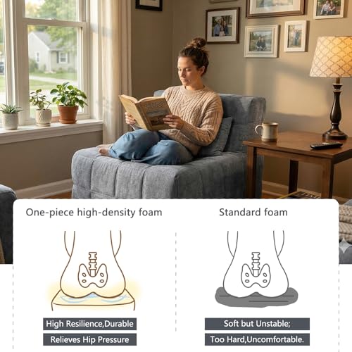 Small Couches for Living Room,Boneless Small Sectional Foam Couch with Cushion,Comfy Floor Modular Lounge Sofa for Modern Living Room,Bedroom,Small Space,Grey,Single - size: Single