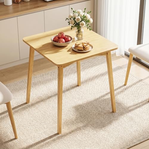 Bamboo Dining Table, Small Kitchen Table for 2, 27.6" Square Dining Tables for Small Space, Easy Assembly, Dinner Table for Dining Room, Living Room, Kitchen, Office(Natural) - color: Natural